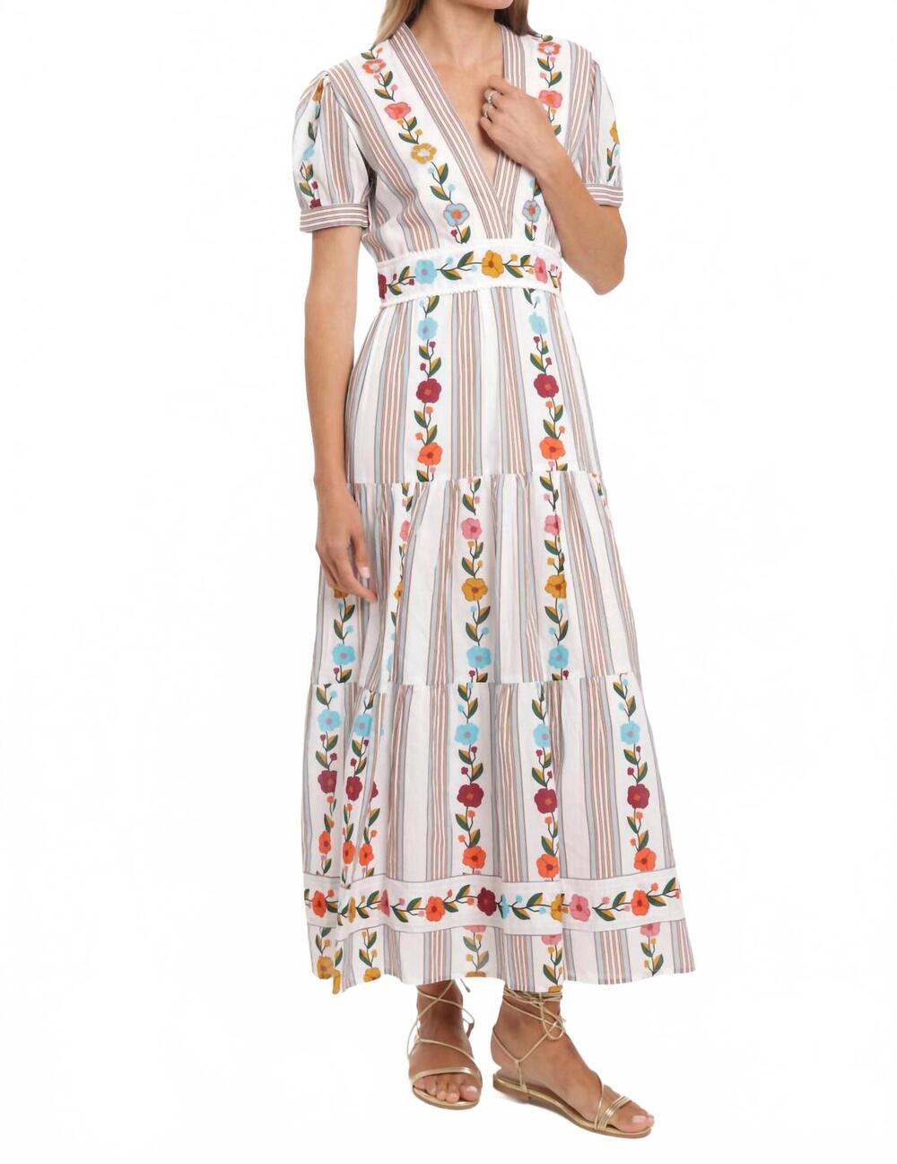 NEW BINDU deep v-neck maxi dress in multi